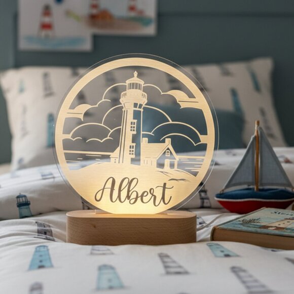 Lighthouse Custom Name Light | Personalized LED Bedroom Decor for Kids - Picture 8 of 8